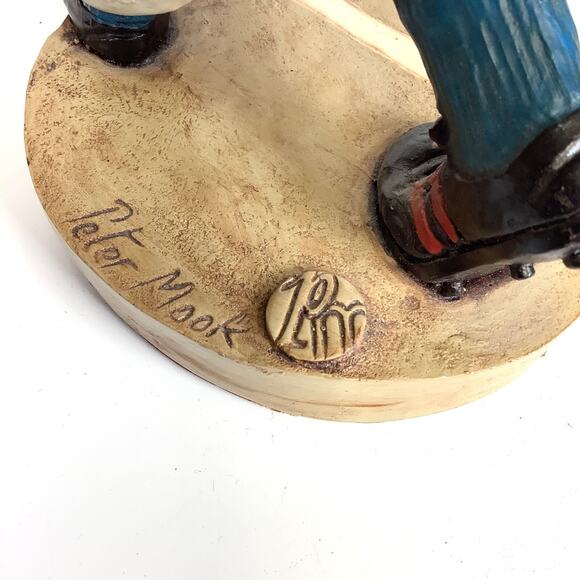 12.5” Peter Mook Signed Ceramic Baseball Player Swinging Bat Figure Statue *READ - Picture 13 of 16